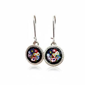 Vintage Italian Micro Mosaic Drop Earrings